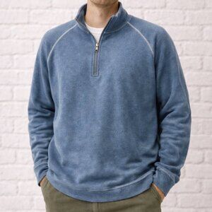 LL Bean Stonecoast Sweater Pullover 1/4 Zip XL Traditional Fit Blue